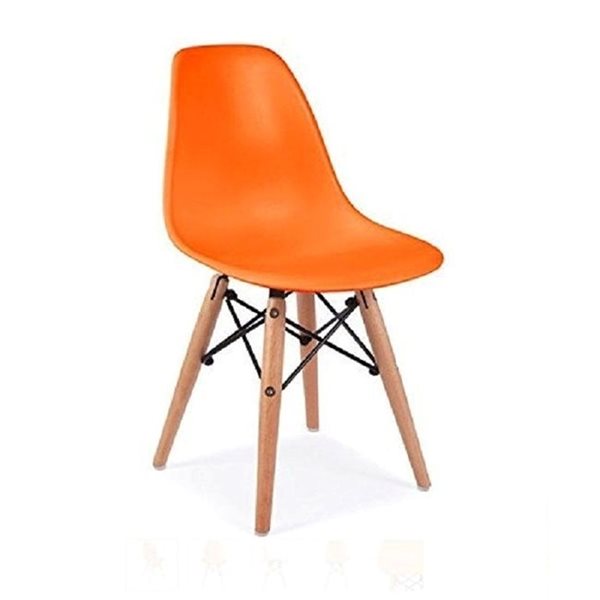 TAKE ME HOME White Round Kid's Play Table with Set of 2 Orange Chairs