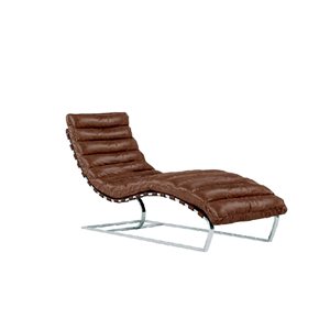 TAKE ME HOME Modern Brown Faux Leather Chaise Lounge