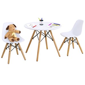 TAKE ME HOME White Round Kid's Play Table with Set of 2 Chairs