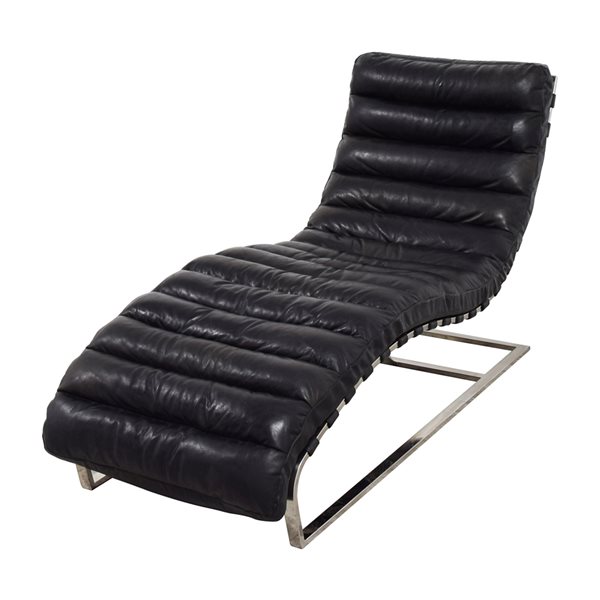 TAKE ME HOME Modern Black Faux Leather Chaise Lounge LAYA054BL RONA