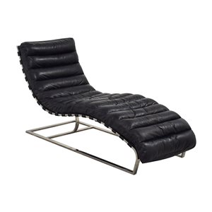 TAKE ME HOME Modern Black Faux Leather Chaise Lounge
