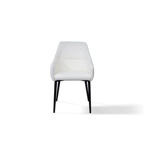MobX Set of 1 Contemporary White Genuine Leather Upholstered Parsons Chair (Metal Frame)