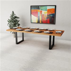Corcoran Acacia 108-in x 40-in Dinning Table with U Black Legs