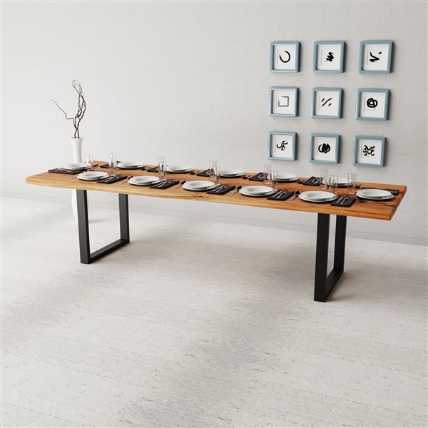 MobX Acacia 120-in x 40-in Dinning Table with U Black Legs