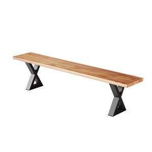 Corcoran 80-in Acacia Bench with Black X Legs