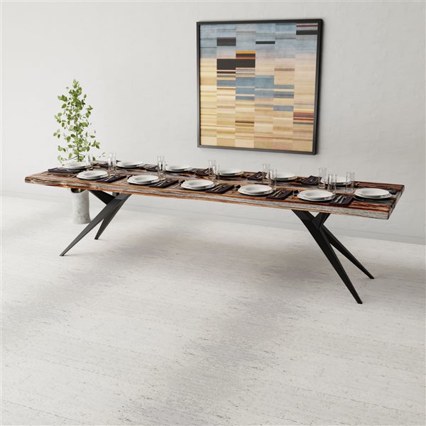 MobX Grey Sheesham 120-in x 40-in Dinning Table with Airloft Legs