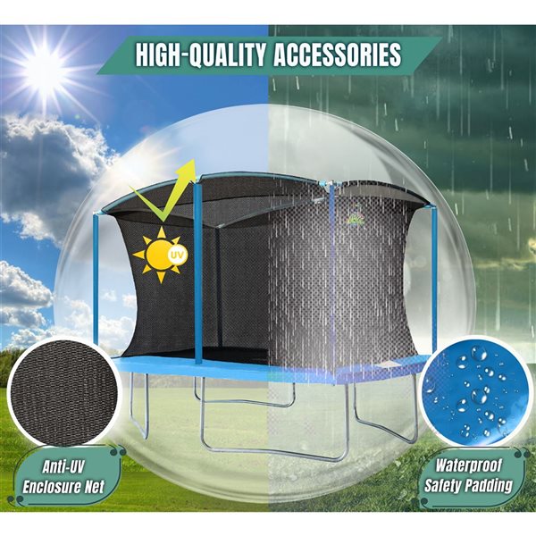 Machrus Moxie 8 x 12 FT Rectangular Outdoor Trampoline Set with Safety Enclosure