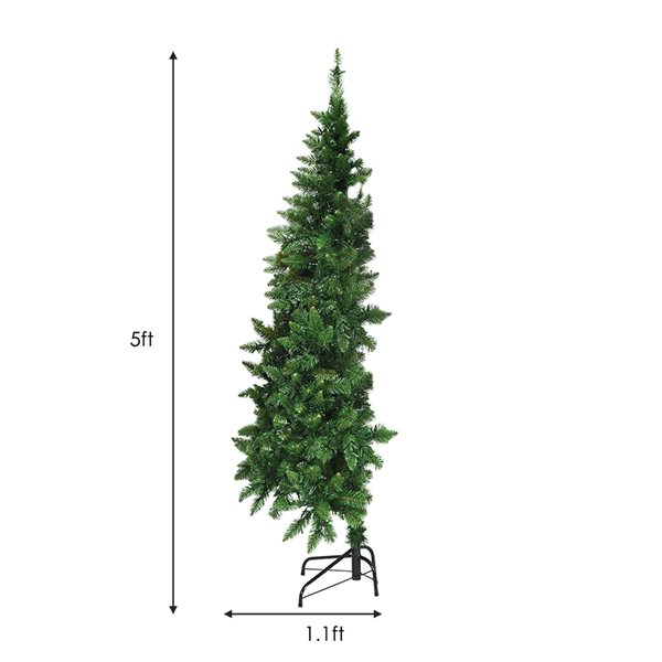 Costway 5-ft Pre-Lit PVC Artificial Half Christmas Tree 8 Flash Modes with 250 LED Lights