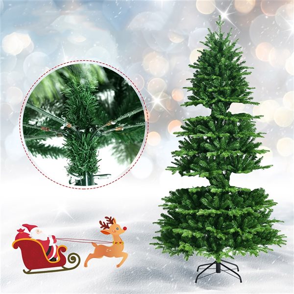 Costway 6-ft Pre-Lit Hinged Christmas Tree 1664 PE and PVC Tips with 310 Lights and Foot Switch