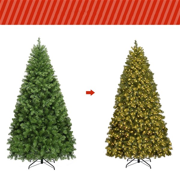 Costway 6-ft Pre-Lit Artificial PVC Christmas Tree Spruce Hinged with 560 LED Lights Stand