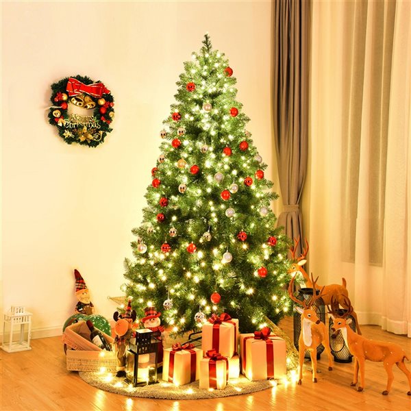 Best Choice Products 6ft Pre-Lit Spruce Hinged Artificial Christmas Tree w/ 250 Incandescent Lights Foldable Stand