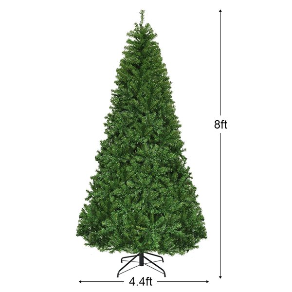 Costway 8-ft Pre-Lit Artificial Christmas Tree Premium Hinged with 750 LED Lights and Stand