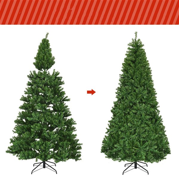 Costway 8-ft Pre-Lit Artificial Christmas Tree Premium Hinged with 750 LED Lights and Stand