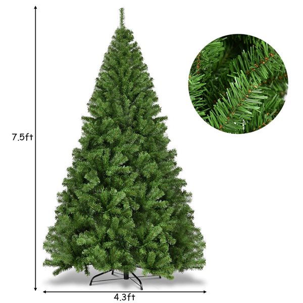 Costway 7.5-ft PVC Artificial Christmas Tree 1346 Tips Premium Hinged with Solid Metal Leg