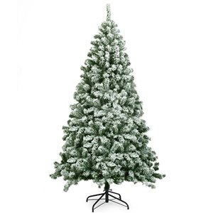 Costway 6-ft Snow Flocked Artificial Christmas Tree Hinged with 928 Tips and Foldable Base