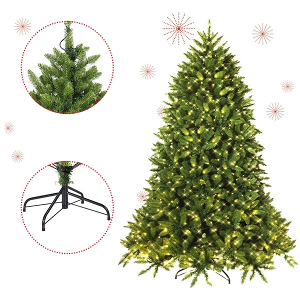 Costway 7.5-ft Pre-Lit PVC Christmas Fir Tree 8 Flash Mode CM22059