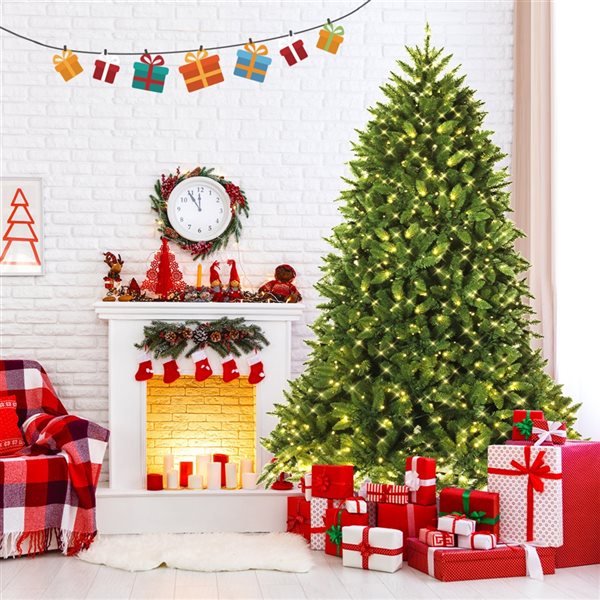 Costway 7.5-ft Pre-Lit PVC Christmas Fir Tree 8 Flash Mode CM22059