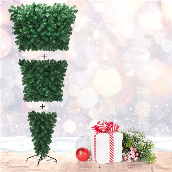 Costway 7-ft Unlit Upside Down Artificial Christmas Tree with 1000 Branch Tips Holiday