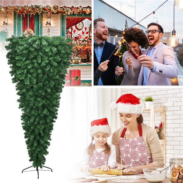 Costway 7-ft Unlit Upside Down Artificial Christmas Tree with 1000 Branch Tips Holiday