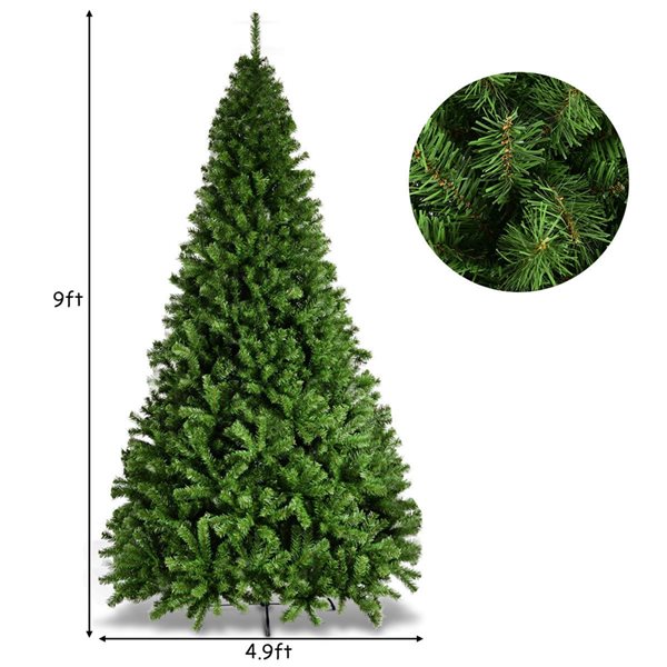 Costway 9-ft PVC Artificial Christmas Tree 2132 Tips Premium Hinged with Solid Metal Legs