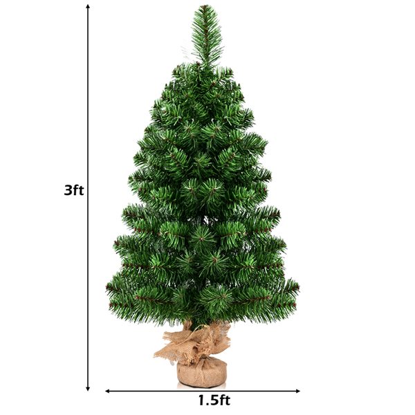 Costway 3-ft Artificial PVC Christmas Tree Tabletop Holiday Season Decoration Home Decor