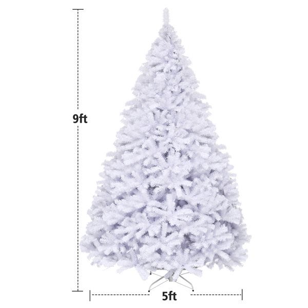 Costway 9-ft Hinged Artificial Christmas Tree Premium Pine Tree 2132 Tips with Metal Stand