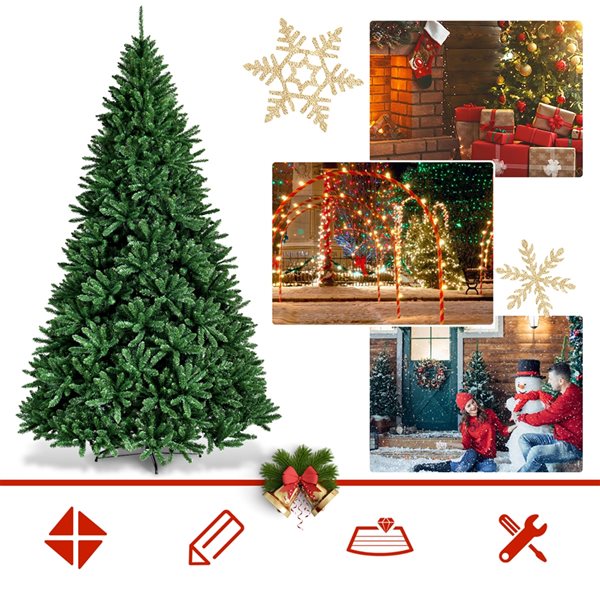 Costway 9-ft Hinged Artificial Christmas Tree Unlit Douglas Full Fir Tree with 3594 Tips