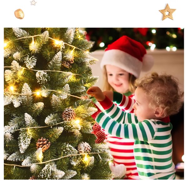 Costway 7.5-ft Snow Flocked Unlit Artificial Pencil Christmas Tree Hinged with Pine Cones