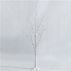 Costway 4-ft Pre-Lit White Twig Birch Tree for Christmas Holiday with 48 LED Lights