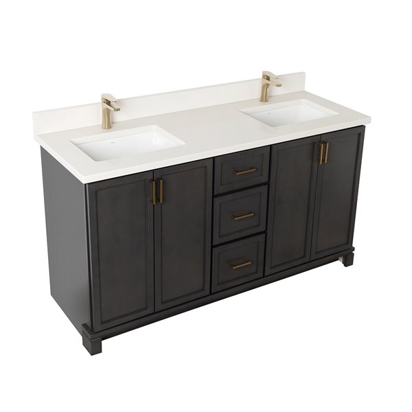 Tenor 60-in Double Tofino Vanity with Pearl Quartz top