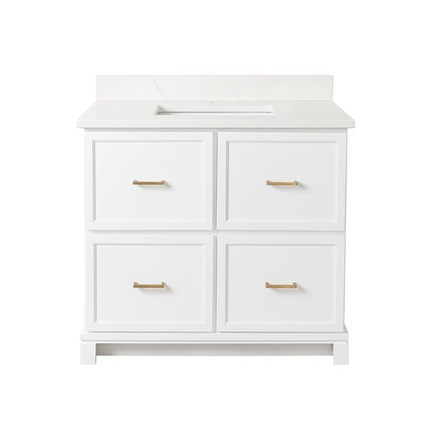 Tenor 36-in White Vanity with Carrera Quartz top