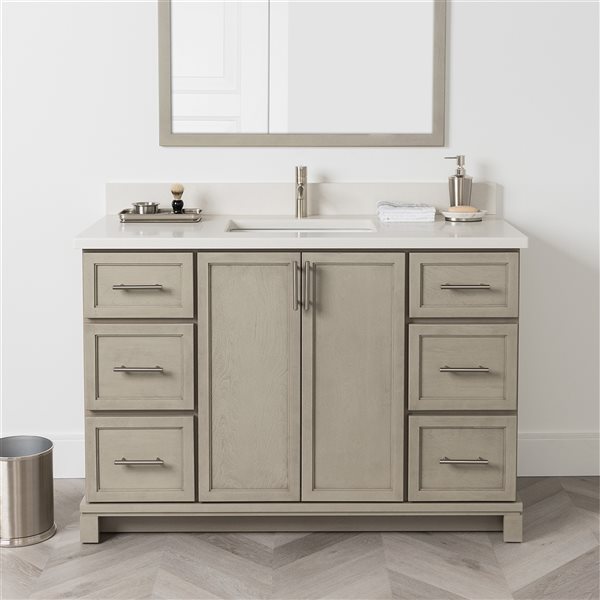 Meuble-lavabo Aspen de 48 po avec comptoir en quartz nacré par Tenor