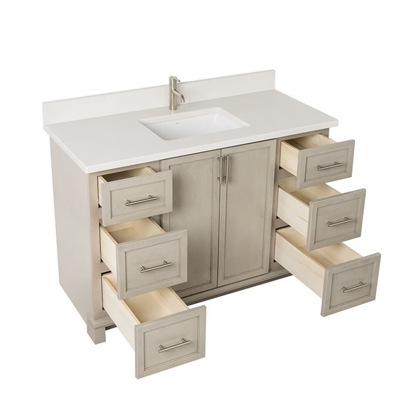 Meuble-lavabo Aspen de 48 po avec comptoir en quartz nacré par Tenor