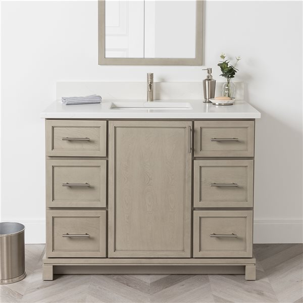 Meuble-lavabo Aspen de 42 po avec comptoir en quartz de Carrare par Tenor