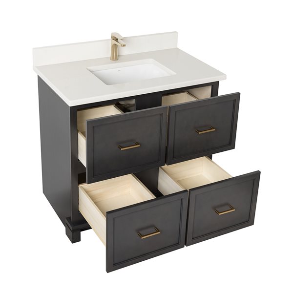 Meuble-lavabo Tofino de 36 po avec comptoir en quartz nacré par Tenor