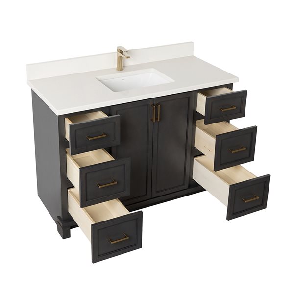 Meuble-lavabo Tofino de 48 po avec comptoir en quartz nacré par Tenor