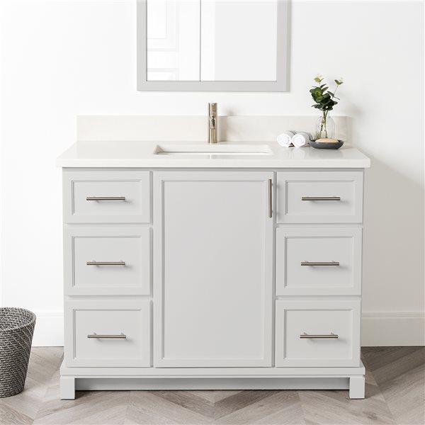 Tenor 42-in Dove Grey Vanity with Pearl Quartz top