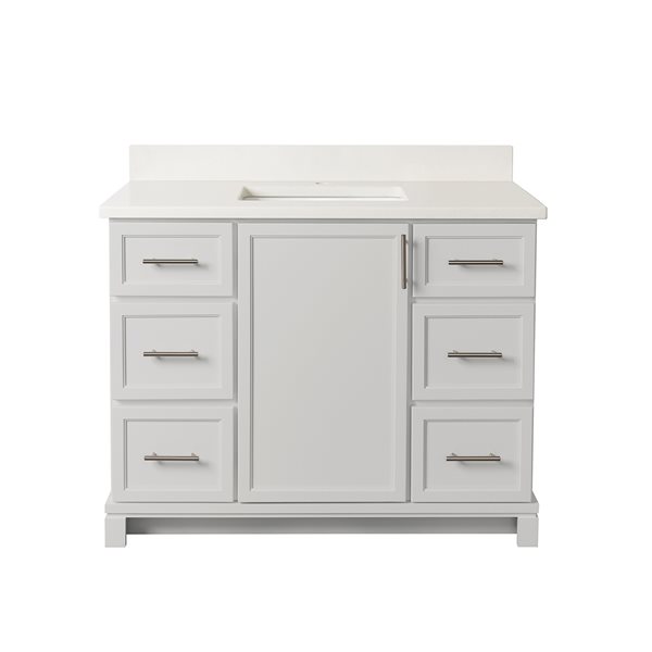 Tenor 42-in Dove Grey Vanity with Pearl Quartz top