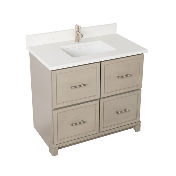 Meuble-lavabo Aspen de 36 po avec comptoir en quartz de Carrare par Tenor