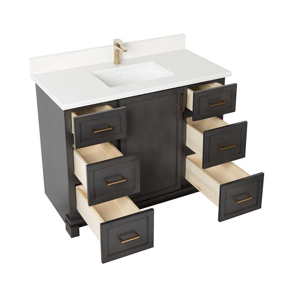 Meuble-lavabo Tofino par Tenor 42 po avec comptoir en quartz de Carrare