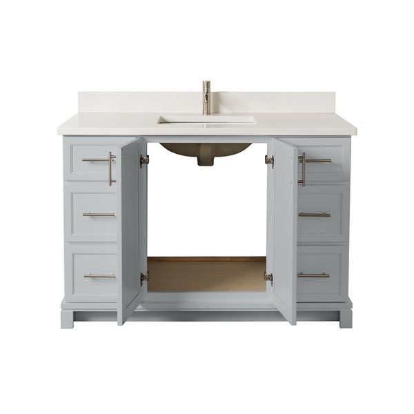 Tenor 48-in Harbour Grey Vanity with Pearl Quartz top