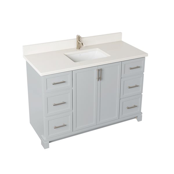 Tenor 48-in Harbour Grey Vanity with Pearl Quartz top