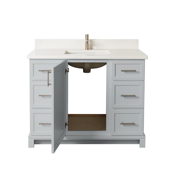 Tenor 42-in Harbour Grey Vanity with Pearl Quartz top