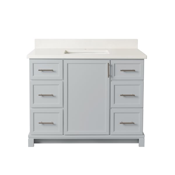 Tenor 42-in Harbour Grey Vanity with Pearl Quartz top