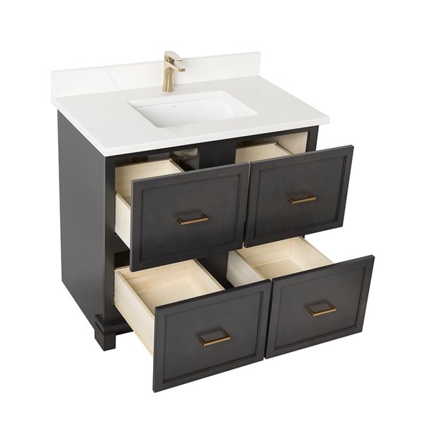 Meuble-lavabo Tofino de 36 po avec comptoir en quartz de Carrare par Tenor