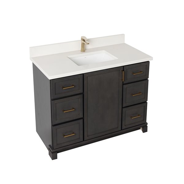 Meuble-lavabo Tofino de 42 po avec comptoir en quartz nacré par Tenor