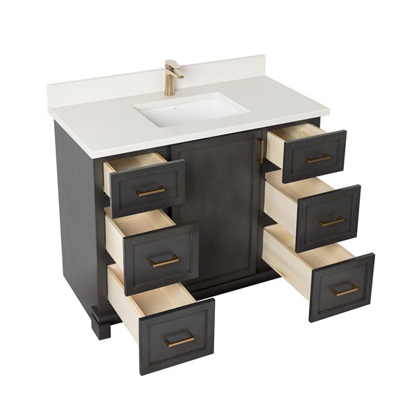 Meuble-lavabo Tofino de 42 po avec comptoir en quartz nacré par Tenor