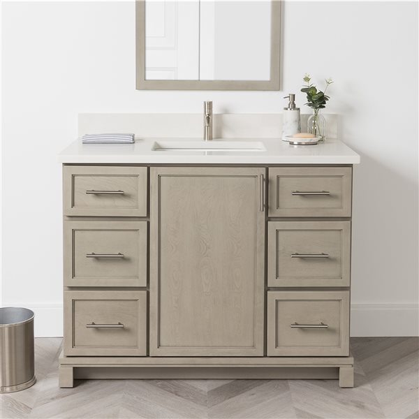 Meuble-lavabo Aspen de 42 po avec comptoir en quartz nacré par Tenor