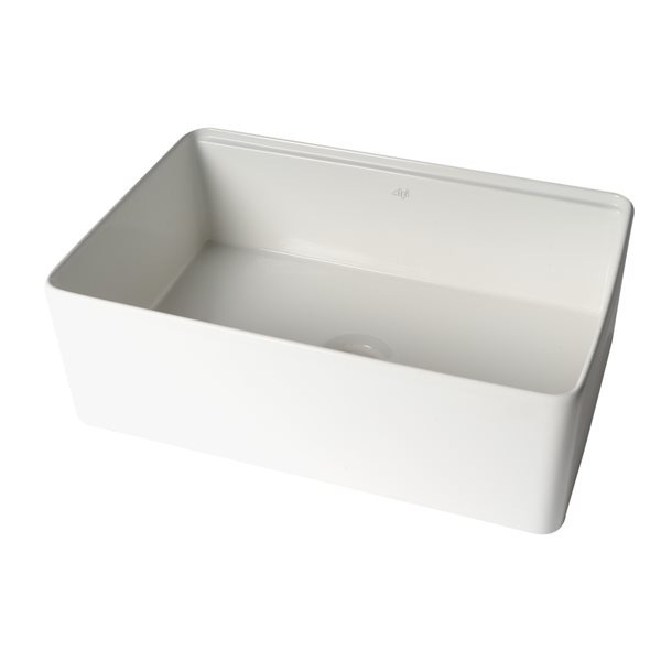 ALFI brand White Smooth Workstation 30-in x 20-in Step Rim Fireclay Farm Sink with Accessories