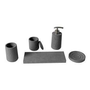 ALFI brand 5-Piece Solid Concrete Grey Matte Bathroom Accessory Set